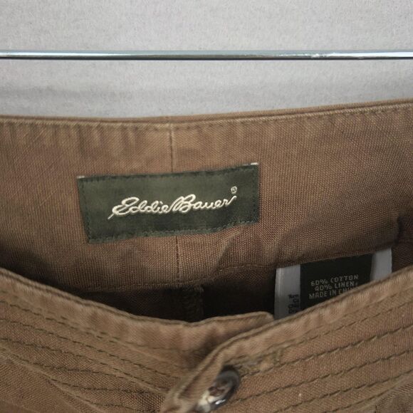 Eddie Bauer Pants Womens 2 Brown Khaki Linen Blend Wide Leg Chino Outdoors - Picture 4 of 15